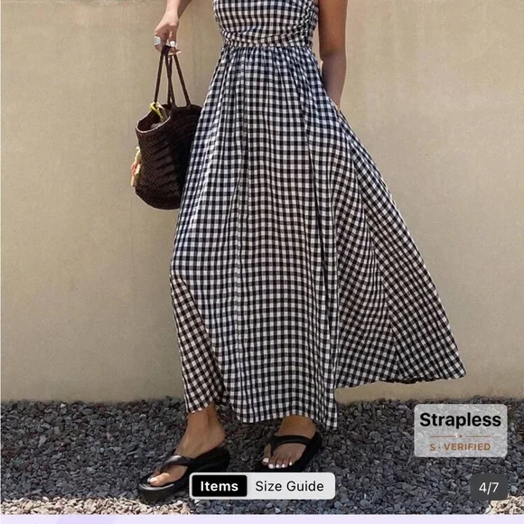 SHEIN Black and White Gingham Maxi Dress - Picture 2 of 5